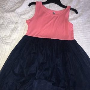 Little girl pink and navy blue dress